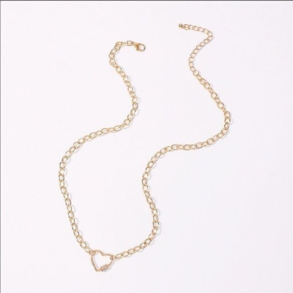 Necklace Heart Retro Zinc Alloy Rhinestone CHIC - Picture 3 of 8